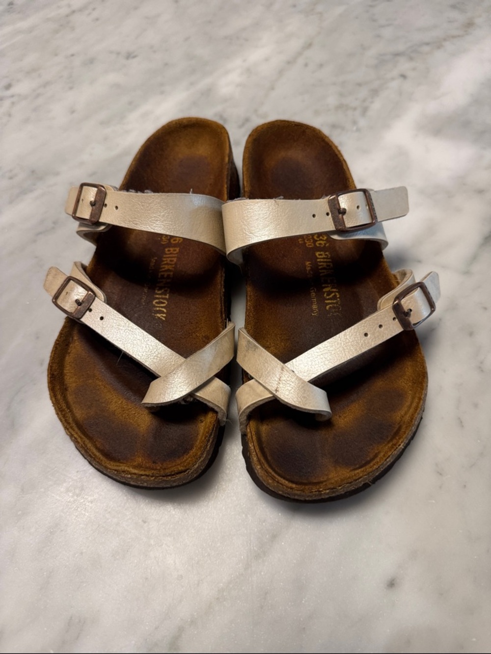 Birkenstock Ivory Double-Strap Buckle Sandals